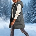 thumbnail image 6 of Hueook Puffer Vest for Women Hooded Sleeveless Zip Up Long Length Casual Winter Vest Coat with Pockets Gray M, 6 of 9
