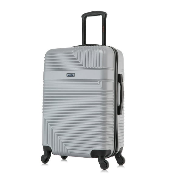 InUSA Resilience 24" Hardside Lightweight Luggage with Spinner Wheels, Handle, and Trolley, Silver