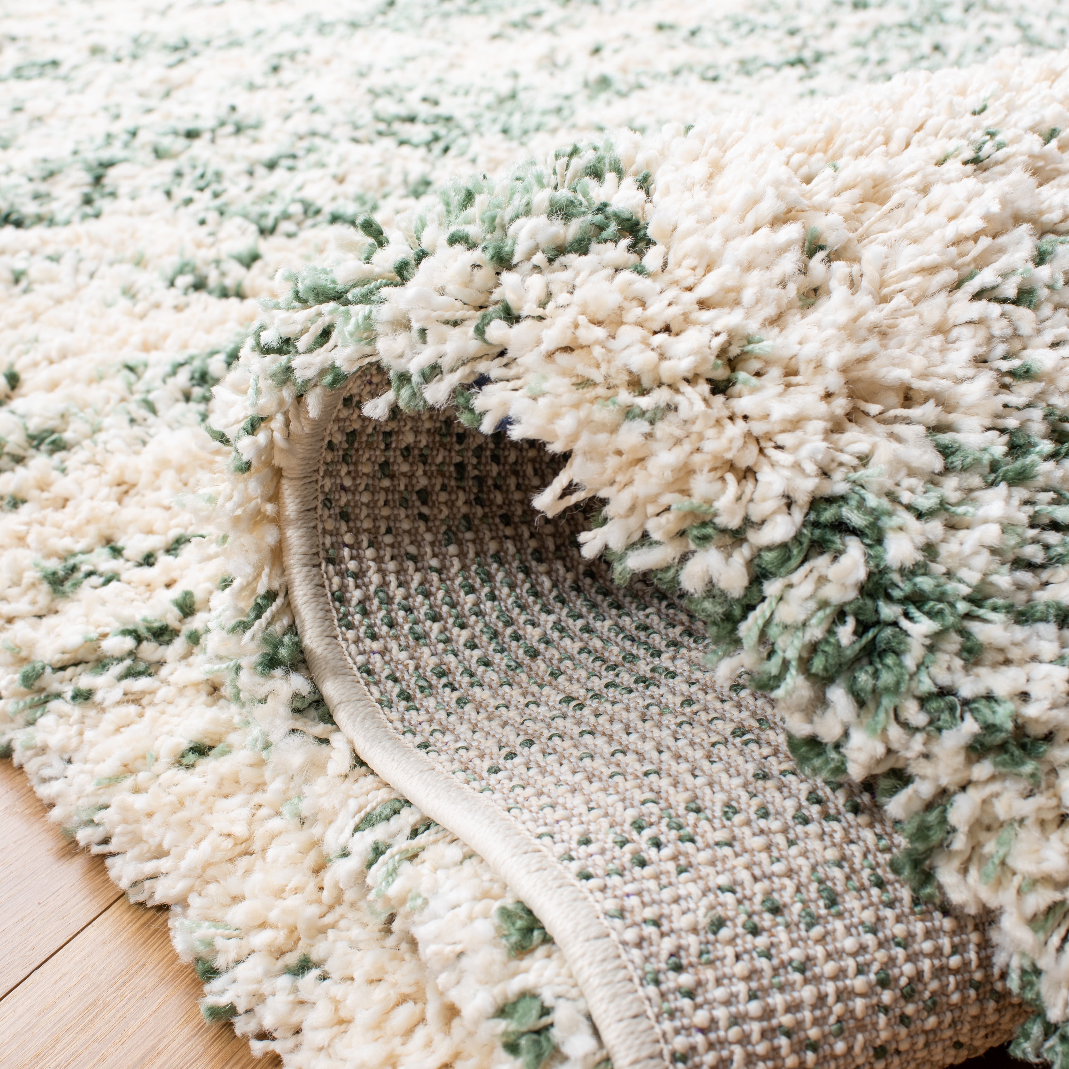 SAFAVIEH Hudson Jack Abstract Shag Runner Rug, Ivory/Green, 2'3" x 12'