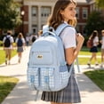 thumbnail image 3 of Orangide Back to School Backpack Plaid Print Waterproof Nylon Large Capacity Multi-Pocket Bookbag for Girls, Boys, Students, Elementary and Middle School, 3 of 6