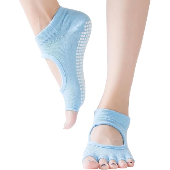 Jtbuh XLY Women's Toeless Yoga Socks, Backless Athletic Sports Socks with Non Slip Grips for Pilates,Ballet, Dance