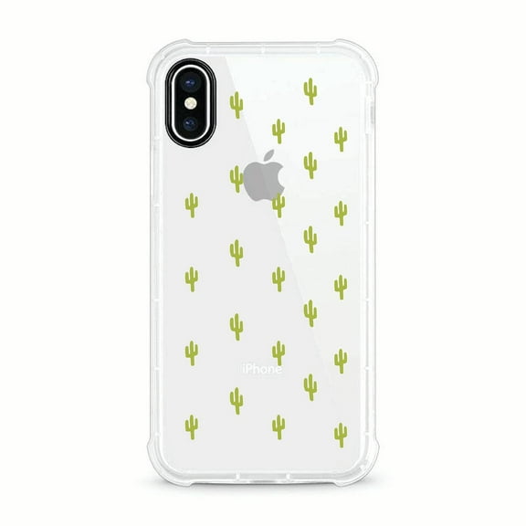 OTM Essentials iPhone X Clear Rugged Edge Phone Case, Mini Cacti