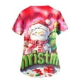thumbnail image 4 of Christmas Scrub Tops for Women Short Sleeve V Neck Scrub Top Snowman Print Christmas Medical Uniform Top and Scrub Shirt for Women, 4 of 5