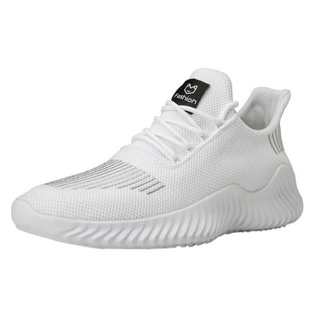 

Juebong Men s Running Shoes Fashion Breathable Sneakers Mesh Flexible Sport Exercise House Soft Soled Walking Footwear White Size 9