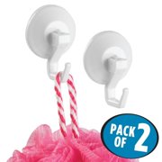 InterDesign 17601 Suction Cup Hook, White, Set of 2