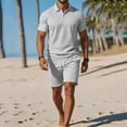 thumbnail image 6 of TaTaai Mens Two Piece Set Mens Solid Color Short Sleeve Shirt with Drawstring Shorts Casual Sports Summer Set Gift, 6 of 6