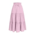 thumbnail image 5 of Gytharion Kids Flowy Skirts for Girls 4-15 Years, Summer Solid A-Line Ruffle Swing Tiered Pleated Long Skirt Cute Casual Drawstring Elastic High Waist Boho Maxi Skirt, 5 of 8