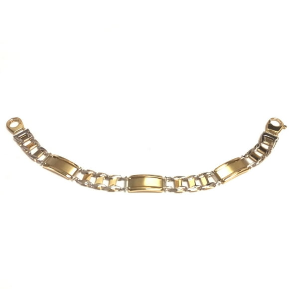14k Yellow And White Gold Rolex Link Mens Bracelet, 8.5"