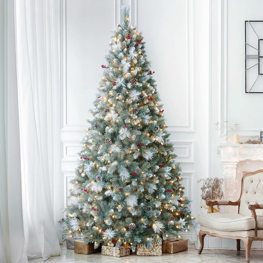 Pre-Lit Pine Christmas Tree 7.5ft, ANOTHERME 550 Warm Lights UL ...