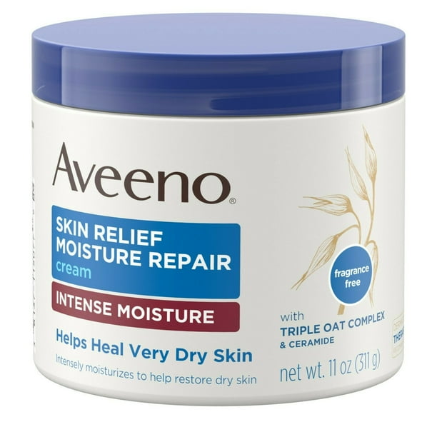 AVEENO Active Naturals Skin Relief Moisture Repair Cream, Intense Moisture 11 oz (Pack of 2)