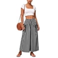 thumbnail image 4 of Ynynloco Women's Wide Leg Pants High Rise Lightweight Striped Casual Lounge Slouchy Palazzo Pants with Pockets, 4 of 6