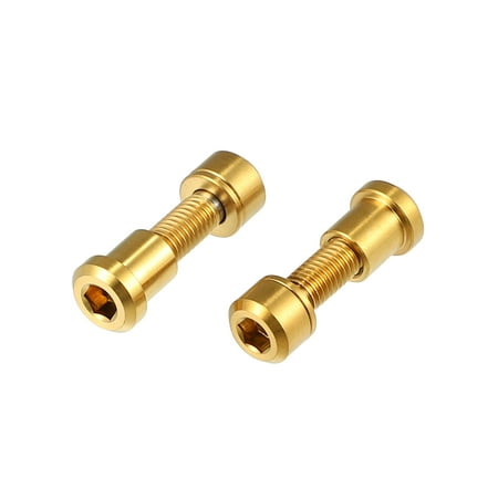 

Unique Bargains 2pcs M5x18mm Titanium Alloy Bike Stem Bolt Hex Socket Head Cap with Steerer Clamp Nut for BMX Gold Tone