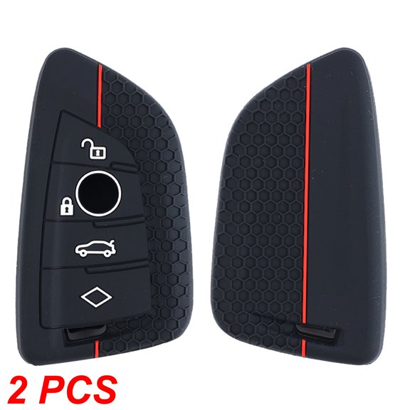 DON'T TOUCH MY KEY 2 Pcs Silicone 4 Button Car Key Cover Case Holder for BMW 2 3 5 6 7 X1 X2 X3 X5 X6