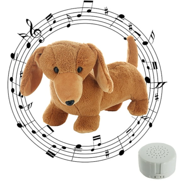 Plush Gear Weiner the Dachshund 16" Plush Toy with Recorder - Record your own Sound module