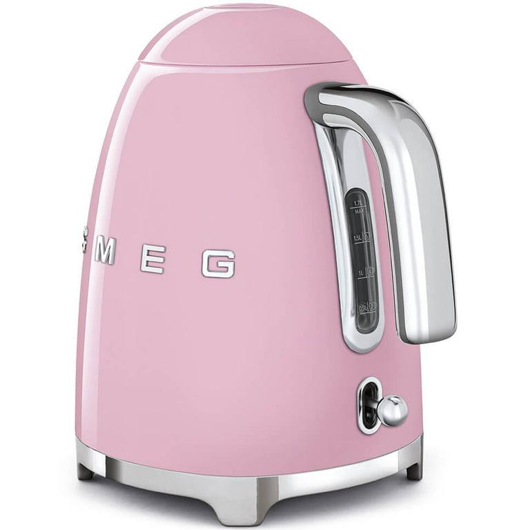 Smeg KLF03PKUS 50's Retro Style Aesthetic Electric Kettle with Embossed  Logo, Pink 