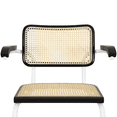 thumbnail image 6 of Breuer Chair Company Marcel Breuer B64 Cesca Cane Cantilever Armchair Arm Chair w/ White Steel Frame Black Wood & Natural Cane (Made in Italy) by Furnish Theory, 6 of 16
