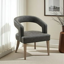 Hassch PL Upholstered Barrel Chair with Hollow Round Back and Wooden Legs, Comfy Accent Chair for Reading, Bedroom & Dining Room, Gray