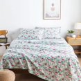 thumbnail image 2 of King Size Bed Sheets Set PC Soft Cooling Thread Count Microfiber Printed Sheet Deep Pocket Breathes Better Machine Washable Tropical Palm Tree Fronds Patterned Double, 2 of 7