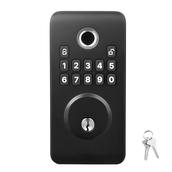KFFKFF Fingerprint Door Lock, Electronic Biometric Deadbolt with Innovative Grip Design, Auto Locking, Temporary Code, Privacy Password, Keyless Entry Lock for Residential Use, Matte Black
