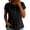 Black, variant on Women's Crew Neck Collared Tops Partial Button Placket Front Gathered Waist Short Sleeve Shirts Loose Fit Dressy Casual Solid Color Blouses XXL