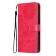 thumbnail image 2 of For Apple iPhone 15 6.1" Flower Embossed Buckle Case, Card Slots/Pocket, PU Leather Flip Wallet Case With Short Wrist Strap,Red,For iPhone 15, 2 of 7