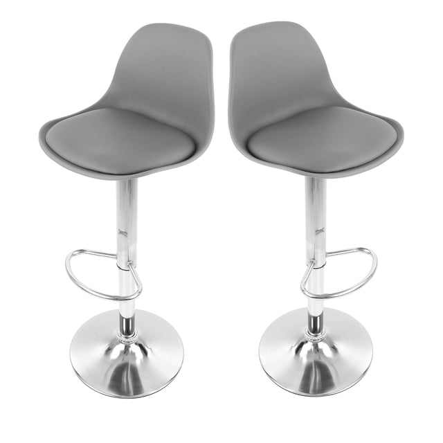 Set de 2 Sillas De Bar Giratorias Con Respaldo Para Restaurantes Barra o Cocina Color Gris Mirel GN-BRS01