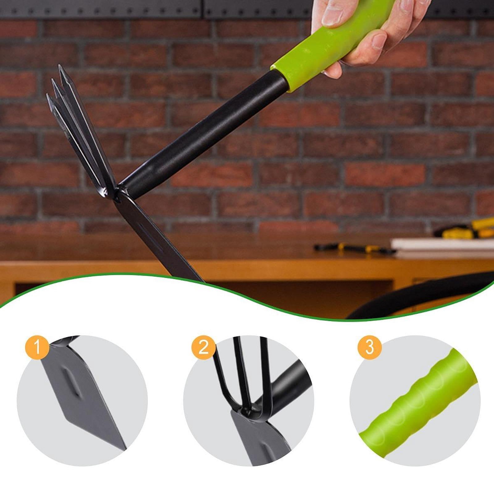 oshhni Hoe and Cultivator 2 in 1 Heavy Duty Garden Tool for Flower Bed Yard Tilling