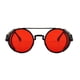 thumbnail image 2 of Gafas de sol redondas polarizadas con marco de metal, lentes circulares de colores, gafas de sol UV400 unisex góticas para verano, exteriores, playa, marco negro, película roja, 2 of 3