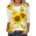 thumbnail image 2 of Camisas Para Mujer Moda O-Cuello Casual Tres Cuartos Estampado de Girasol Tops Camiseta Blusa Odeerbi ODB126706, 2 of 5