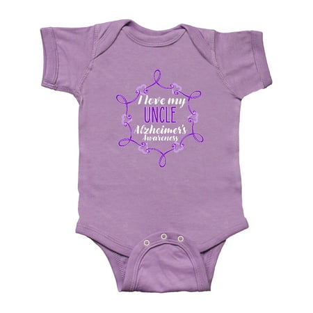 

Inktastic I Love My Uncle Alzheimer s Awareness with Purple Hearts Gift Baby Boy or Baby Girl Bodysuit