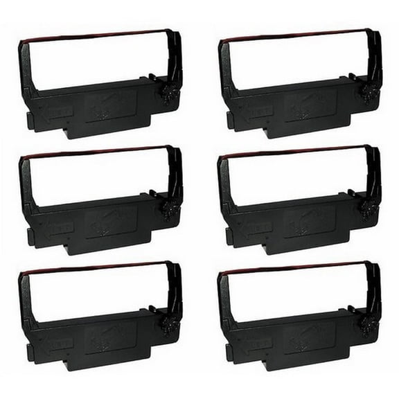 PrinterDash Compatible Replacement for M119/M270/TM-300/TM-U200/TM-U210/TM-U220/TM-U300/TM-U375 Black/Red P.O.S. Printer Ribbons (6/PK) (EPN011340)