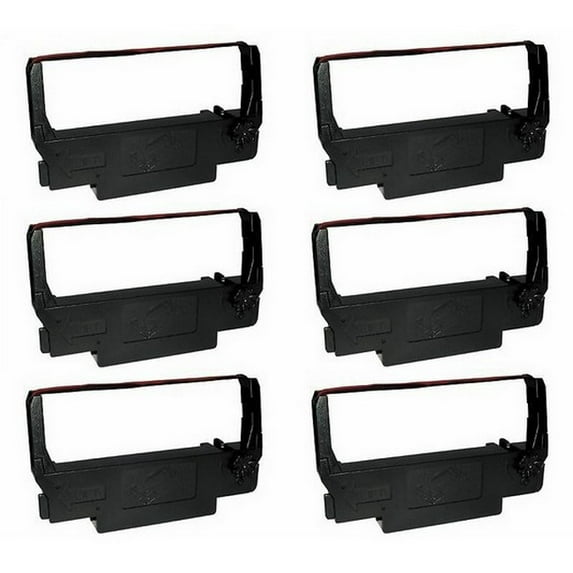 PrinterDash Compatible Replacement for M119/M270/TM-300/TM-U200/TM-U210/TM-U220/TM-U300/TM-U375 Black/Red P.O.S. Printer Ribbons (6/PK) (ERC-38RB)