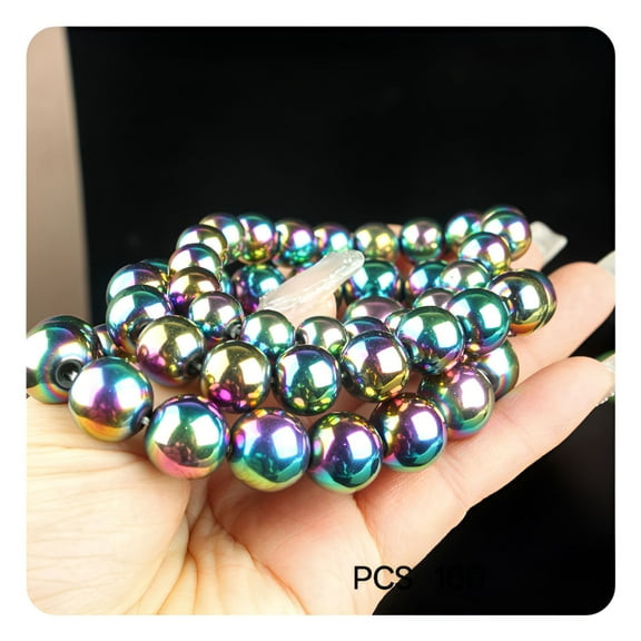 DESIGNICE 5Strand Electroplate Magnetic Synthetic Hematite Strands Round Multi-Color Plated 3mm Hole:1Mm 148Pcs/Strand 15.94 Inch