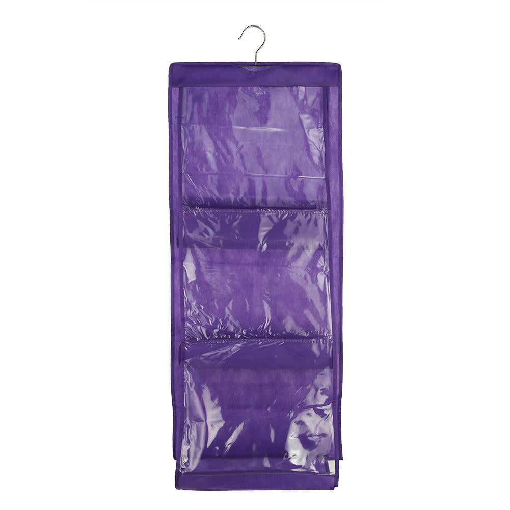 DierCosy Convenient 6 Pocket Hanging Wardrobe Storage Bag Transparent dust Cover Handbag Wallet Holder Storage Bag Rose red DIY Tools