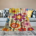 thumbnail image 2 of ARISTURING  Throw Blanket,Green Hippie Vintage Flowers 60S 70S Orange 1960 Seventies Retro,All Season Bed Couch, 2 of 6