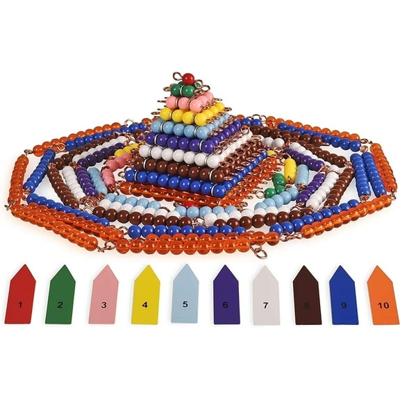 BOHS Montessori Bead Chains & Squares - Skip Counting, Multiplication, and Square Number Learning Toy for Pre-K Math Education