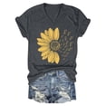 thumbnail image 4 of Women's Sunflower T-Shirt - Plus Size Summer Top - Short Sleeve Graphic Tee - V-Neck Casual Wear | Baberdicy | Women's Sunshade Summer T Shirt Plus Size Loose Top Top Girls Short (Dark Gray | L), 4 of 4