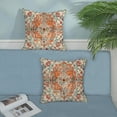 thumbnail image 3 of Boho Pillow Covers 18x18 Set of 2, Vintage Carpet Teal Orange Decor Throw Pillows Ethnic Design Decorations Farmhouse Pillowcase Spring Summer Linen Bohemian Outdoor Cushion Case for Couch, 3 of 6