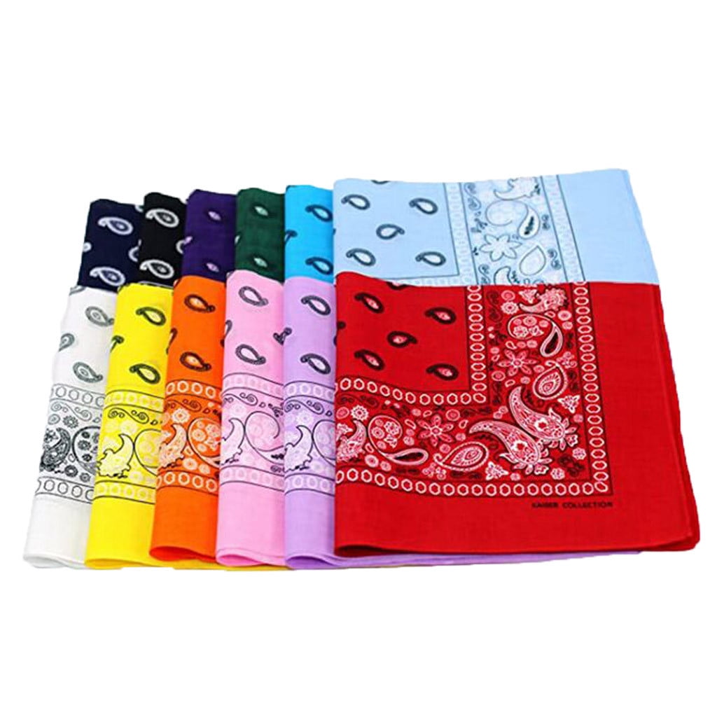 Baycosin Dozen Paisley Bandanas Multi Colored Set Cowboy Bandanna Head