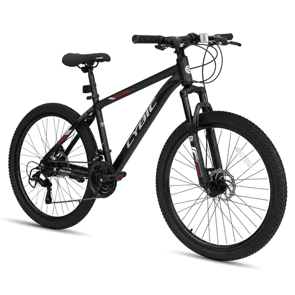 Cybic 26 inch Mountain Bike for Adults, Lightweight Aluminum Alloy Frame 21-Speed MTB Bicycle with Front Suspension & Dual Disc Brakes, Black
