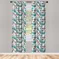thumbnail image 2 of Ambesonne Floral 4-Panel Curtains, Botany Flowers Pattern Art, 56"x63", Dark Seafoam Umber, 2 of 4
