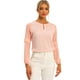thumbnail image 1 of Top de la blusa de la oficina del trabajo del cuello del ojo de la cerradura de las mangas largas semi transparentes de la gasa elegante de las mujeres Rosa Claro S, 1 of 6
