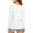 thumbnail image 3 of JYLFC Womens Shirts V Neck Casual Tops Long Sleeve T-shirts, White M, 3 of 8