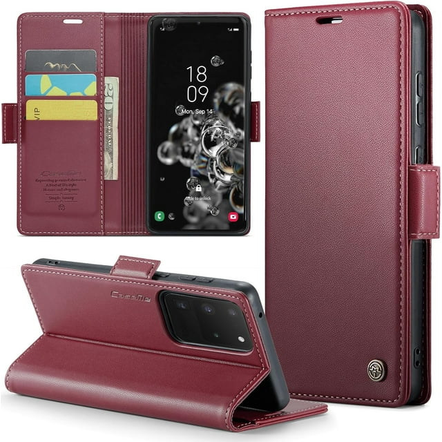Funda tipo cartera para Samsung Galaxy S20 Ultra 5G con bloqueo RFID, tarjetero, soporte magnético, funda protectora de piel con tapa para Samsung Galaxy S20 Ultra 5G de 6,9 pulgadas