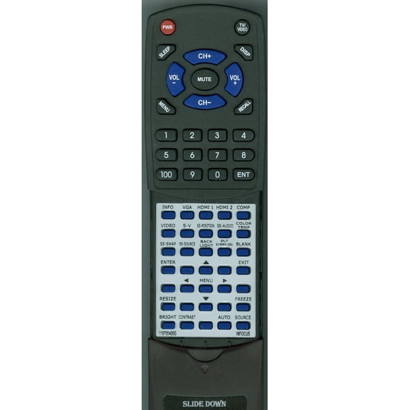 Replacement Remote for IN FOCUS 11970040-0G, 119700400G, RT119700400G, INF4201, INF5501, INF6501