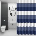 thumbnail image 6 of Navy Blue and White Striped 36x72 Inches Waterproof Shower Curtain, Abstract Ombre Geometric Bath Curtain Set with 12 Hooks Washable Shower Curtains for Bathroom Bathtub Decor, 6 of 9