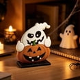 thumbnail image 6 of ShengapQ Halloween Wooden Tabletop Ornament, Freestanding Spooky Wood Sign Decor, Tiered Tray Mantel Shelf Desktop Indoor Decor, Creepy Holiday Party Scene Display Decoration Gift, 6 of 9