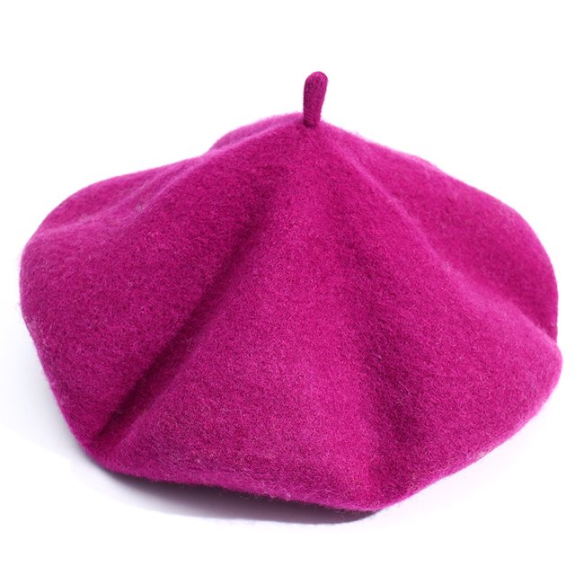Boina monocromática para mujer, gorro de pintor artístico de lana de color caramelo, gorro cálido de moda para otoño e invierno