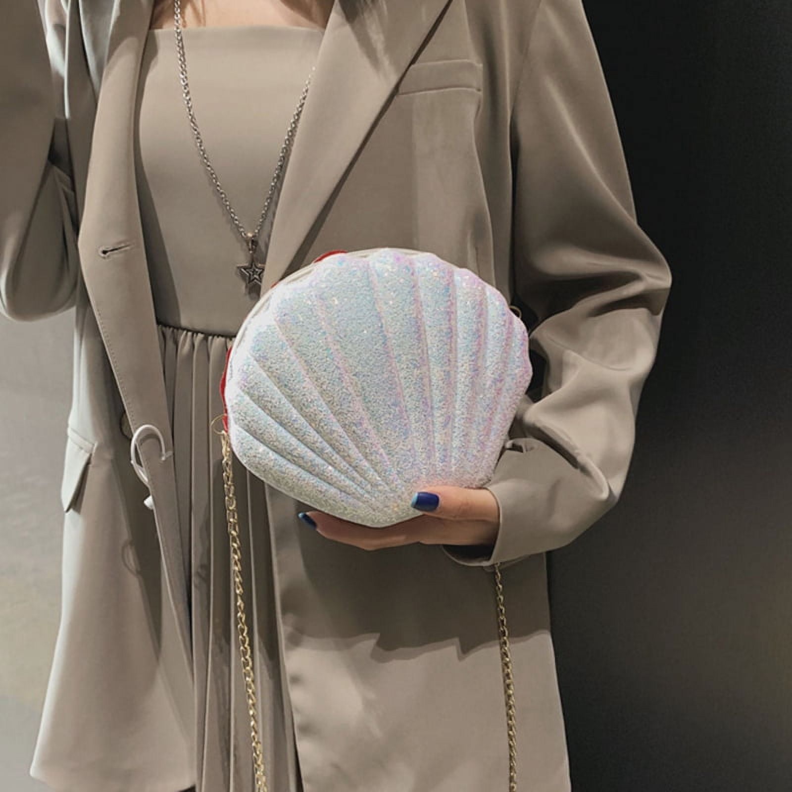 Women's Ariel Iridescent Shell Pearl Handbag Mermaid Crossbody Purse