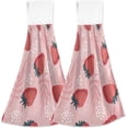 thumbnail image 2 of SKYSONIC Summer Strawberries Pattern Hanging Tie Towels 2 Pieces, Absorbent Hand Towels Tea Bar Dish Dry Towels for Kitchen Bathroom Home Decor,14" x18.2", 2 of 7